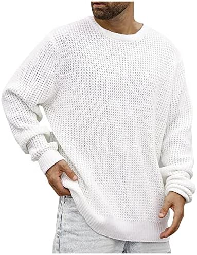 Camiscedores Novos colo redondos de coloração sólida masculina suéter de pulôver solto de moda jovem casual para homens