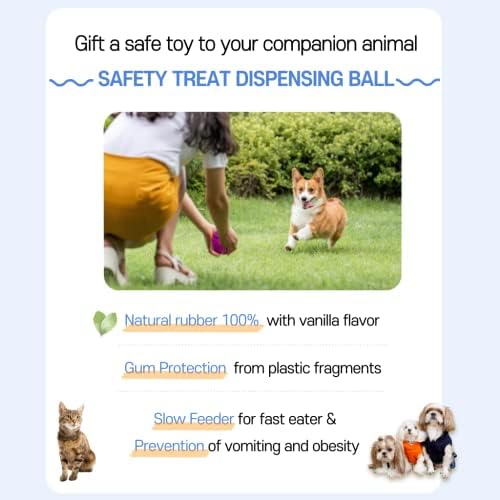 Pet Butler Bola de borracha natural Bola de mastigar bola-Dispensação de tratamento e brinquedos para cães de limpeza de dentes, bola de alimentador não tóxica e não crack