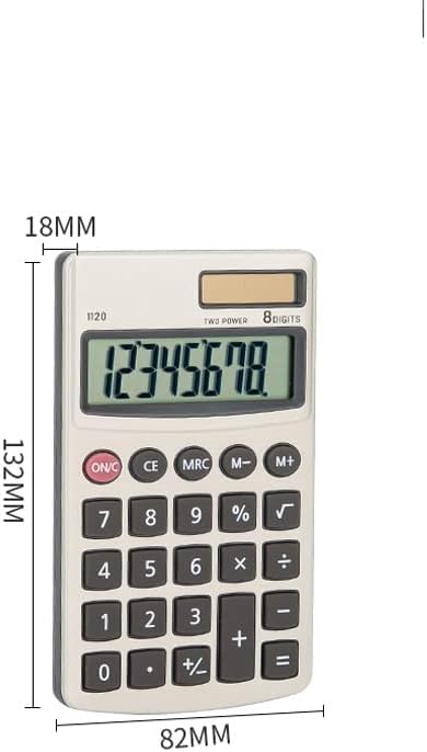 Mini calculadora MJWDP Calculadora de bolso de metal de 8 dígitos Bateria e energia solar Dual Power Hand Carry Business