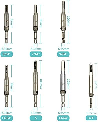 7pcs Bits de broca egocenterando, bits de perfuração de dobradiças de bloqueio por porta de centralização automática Ferramentas