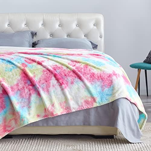 Cobertor de arco -íris de arco -íris Dangtop, cobertor exclusivo de flanela corante para meninas, cobertor de arremesso decorativo