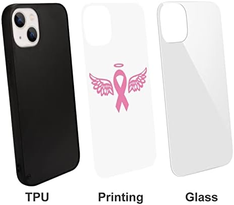 Angel Wings Tattoo Tattoo Cancer de mama Fita capa do telefone para iPhone 13 Série Mobile Compatible Case Solid Mobile Protective,