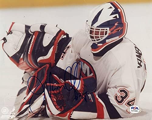 John Vanbiesbrouck assinou autografado 8x10 Foto New York Islanders PSA AJ15359 - fotos autografadas da NHL