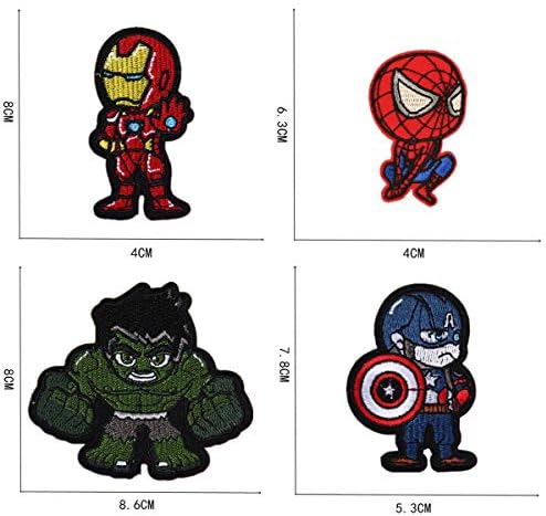 Marvel lron em patches 10 peças, manchas moral para roupas de jeans de jeans Reparo de mochila, super -herói estético ferro em decalques bordados pano