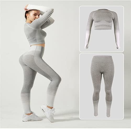 Dsfeoigy Yoga Clothing Conjunto de fitness feminino seco rápido seco de duas peças Running Sports Sports