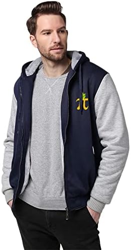 Engraçado Pi-Neapple Pi Dia Men's Inverno Capuz Fezes Up Fleece Sweatshirt grossa quente de manga comprida