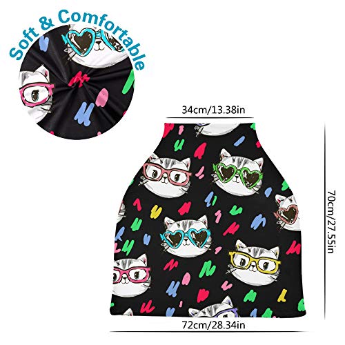 Yyzzh Fashion Cat Padrão de gato colorido Design gráfico de doodle colorido Capa de assento de bebê elástico covers de enfermagem