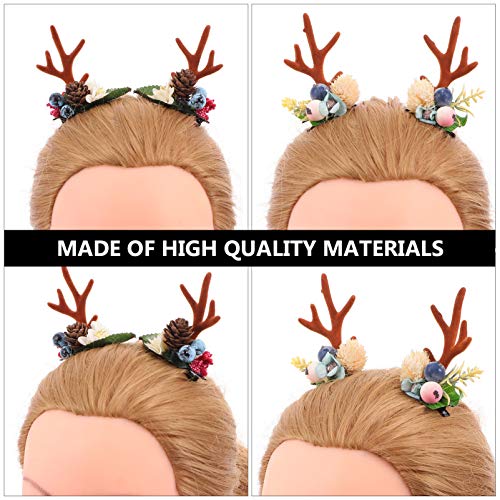 Lurrose 2 pares renas de natal Antlers clipes de cabelo veado chifre de pinheiro hairpins barrettes de cabelos acessórios de