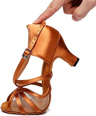 Dkzsyim Sapatos de dança latina de dança de cetim feminino Salsa Practice Wedding Indoor Dance Shoes, modelo YC-D8