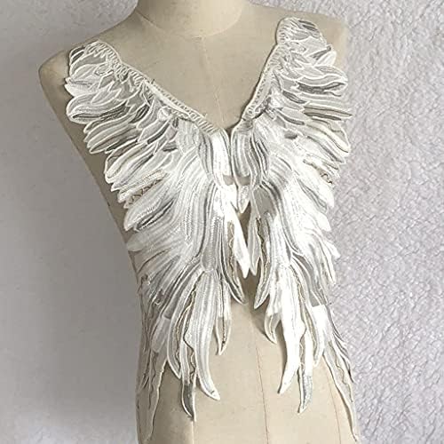 Wssbk 1 par branco bordado anjo asas de patch decorações de ombro de renda Apliques Diy Halloween Costum Aplique
