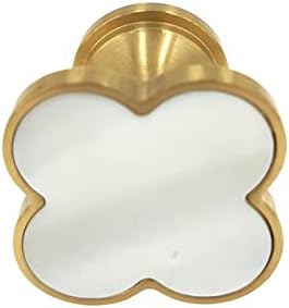 4Pack Modern Brass Clovers Gaveta Garraça Mutreza Decorativa Cozinha de cozinha Puxe o botão de mármore da porta de mobília dourado