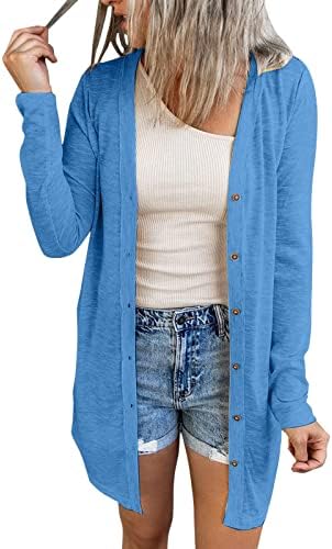 Casacos de inverno femininos de foviguo, manga comprida Cardigans elegantes da faculdade Túnica Solid V Cardigan de pescoço