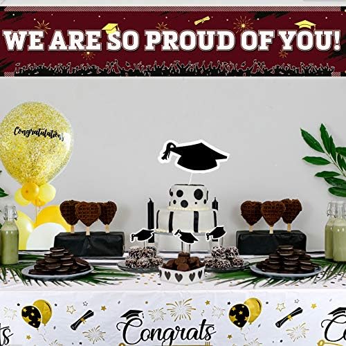 Decorações de graduação 2023, 2 Pacote de tecido de tamanho grande parabéns Banner de pós -graduação, fabricante de decoração de