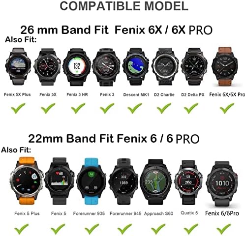 Sawidee 26 mm Strapa de banda de relógios rápida de 22mm para Garmin Fenix ​​6 6x Pro 5x 5plus mk2i enduro d2 delta px watch
