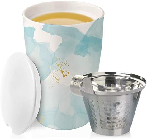 Xícara de chá Kati em bem -estar, xícara de infusor de chá de cerâmica com cesta de infusser e tampa para um chá de folha solta