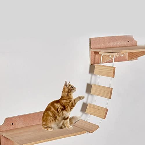 LEPSJGC CAT Bridge Salbing Frame Wood Pet Cat Tree House Bed Hammock Sisal arranhando pós -gato móveis duráveis ​​gato brinquedo de parede montado