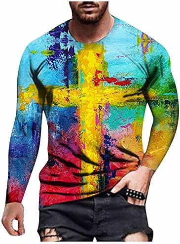 Camisetas de manga longa do soldado masculino de Beuu, Fé de rua Jesus Cruz Cross Lion Impresso Atletismo Muscle Crewneck