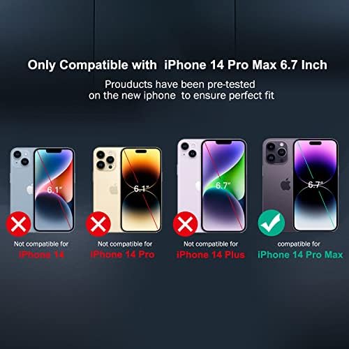 Qhohq [5 em 1] Para iPhone 14 Pro Max Case, com protetor de tela 2x + protetor de lente de câmera 2x, capa de telefone fino