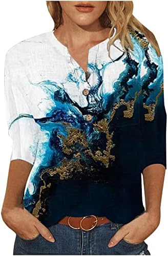 Womens Fall Tops Casual 3/4 Blusa de manga