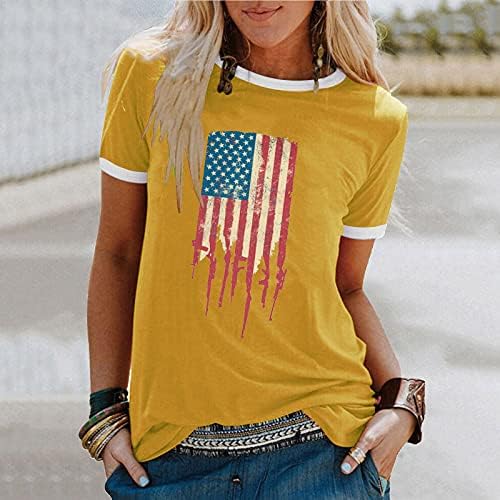 American Flag Heart Top for Women 4 de julho Camisa patriótica Trendy Loose Fit Tunic Tees Graphic USA Independence Day Blouse