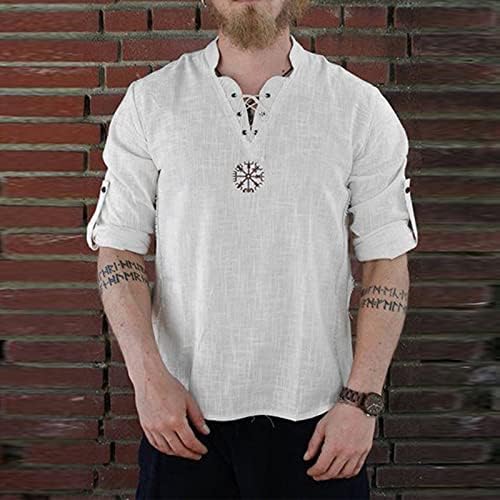 Wenkomg1 masculino linho de algodão Henley camisetas Crewneck Spring Summer camisetas 2021 Moda Sports Tops Camiseta casual