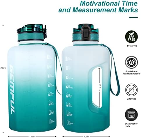 Garrafa de água grande e gema com alça de 2,2 litros BPA grátis para esportes