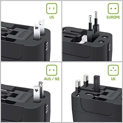 Viagem USB Plus International Power Adapter Compatível com a Micromax Canvas Unite 4 Plus para energia mundial para 3 dispositivos