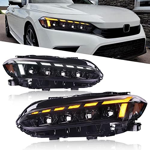 Faróis arcaicos para a 11ª geração Honda Civic 2022-2023, lâmpada de cabeça de LED completa com sinal de giro seqüencial para