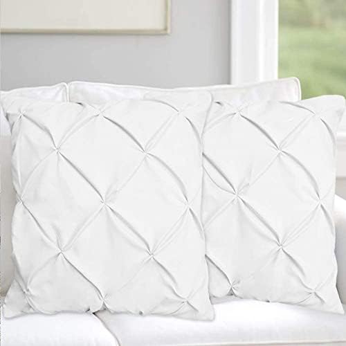 Pinch Plated/Pintuck Pillow Branco SHAMS Conjunto de 2 - Luxo 600 contagem de fios Egito algodão almofada de algodão Tamanho