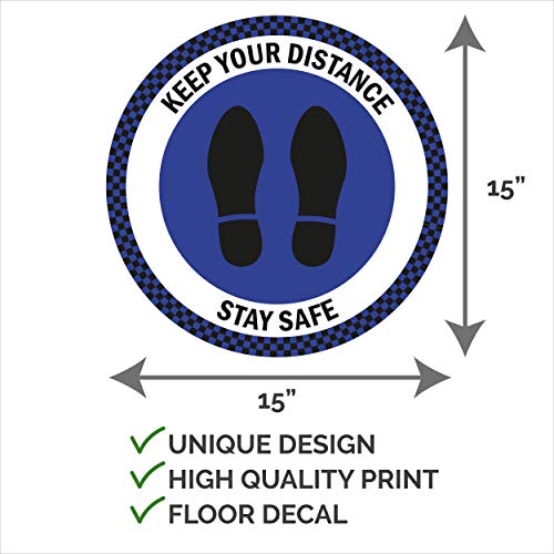 Decalques de piso de distanciamento social de 15 , 6 decalques, adesivos de piso de distância social, sinal de distanciamento
