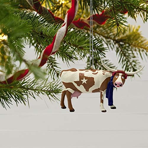 Hallmark Keetake Christmas Ornament Dedated, Texas Pride Longhorn Cow Ornament