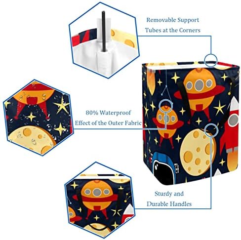 Space Stars Planetas com foguetes Prind Print Collapsible Laundry Horse, 60L de lavanderia à prova d'água Borda de lavagem de