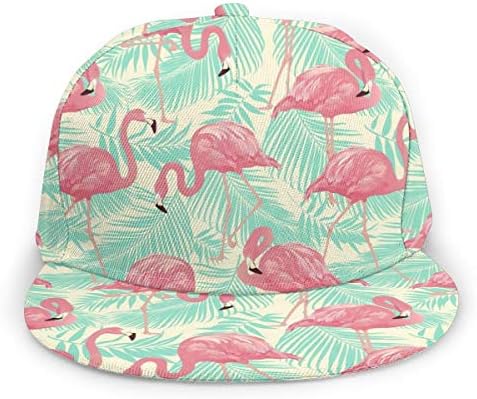 Antkondnm Tropical Bird Flamingo Flat Bill Snapback Hat - Hip Hop Baseball Cap