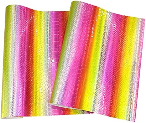 12x53 polegadas gradiente iridescente TEXTURA DE TEXTURA FAUX FAUX, tecido holográfico de couro de cobra para estofos bolsas