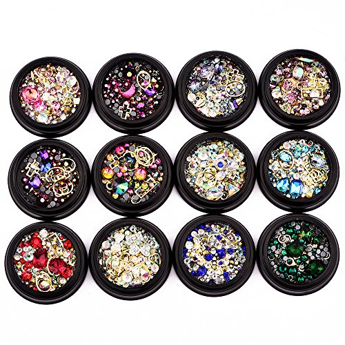 Strinstones coloridos misturados pregos de jóias 3D Pedras de cristal para decorações de unhas Diamas de manicure Diy Design Manicure, S Conjuntos S