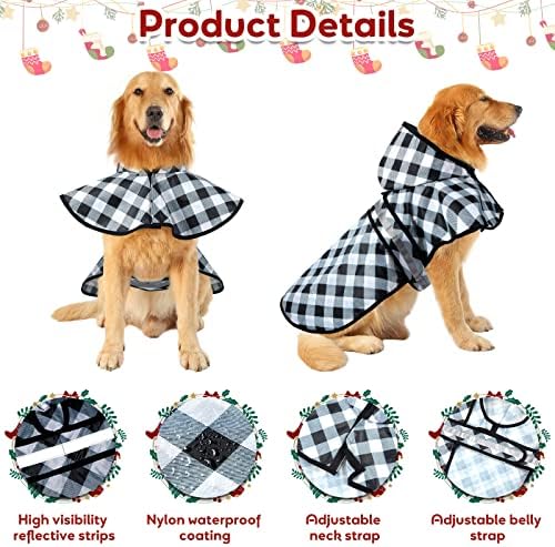 2 PCs Christmas Dog Capuz Capuz Capuz Jaqueta de poncho com capuz reflexivo de cães reflexivo para cães e cachorros grandes