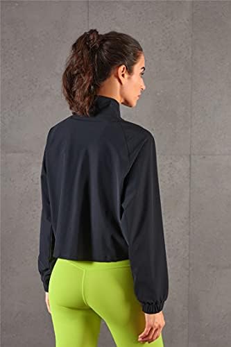 Altiland Women's Athletic Running Yoga Gym Track Zip Up Jackets Cropped upf 50+ Proteção solar Camisas de treino de manga