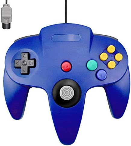 Controlador N64 clássico, controladores N64 com fio retro Smart com Smart com Joystick Compatível de Joystick N64 Console de videogames （Azul）