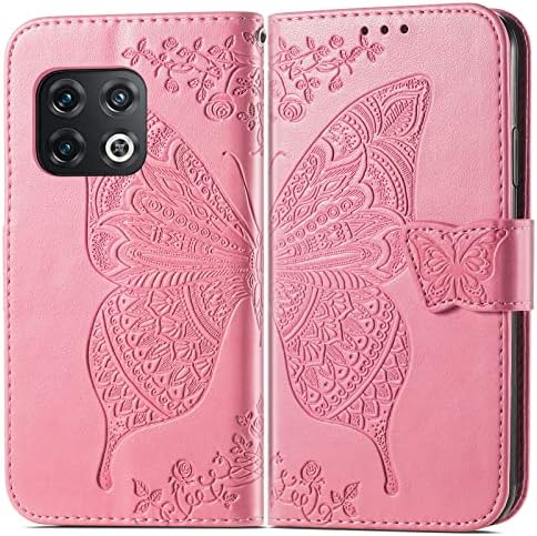 DAMONDY PARA ONEPLUS 10 PRO 5G CASE, OnePlus 10 Pro Case, Borbolefly Flores com relevo PU Couro Magneto Magnético