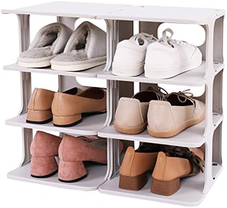 Gyk Shoe Rack Storage Rack, tlaimada em camadas sem perfuração de sapatos, prateleiras de sapatos para economia de espaço para