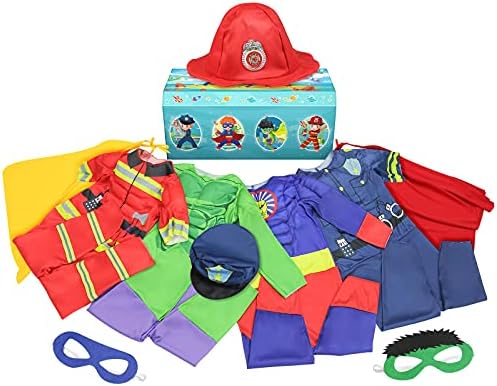 Teuevayl Boys Muscle Chest Dress Up Fantases Tronco com super-herói, policial, fantasia de bombeiro, crianças fingem fins de figurinos,