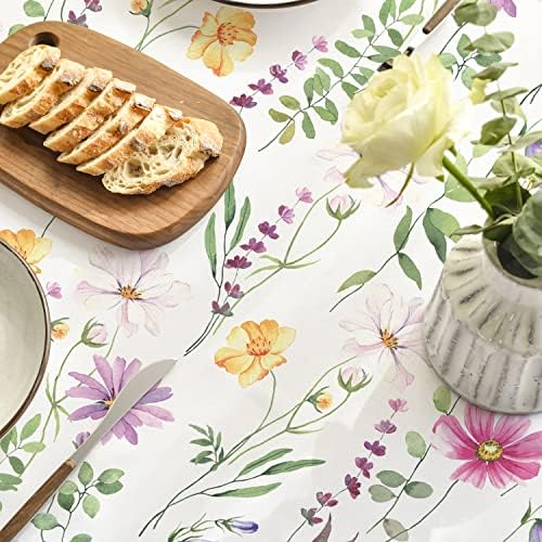 Horaldaily Spring Summer Summer Tolera de mesa de 60x60 polegadas, amarelo branco Purple Daisy Floral Table Tampa para Decoração