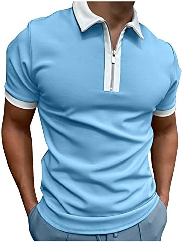 T-shirts de Beuu Henley para homens, Summer Zipper Classic projetado Camisas de algodão pólo de algodão esportivo camiseta ao ar livre