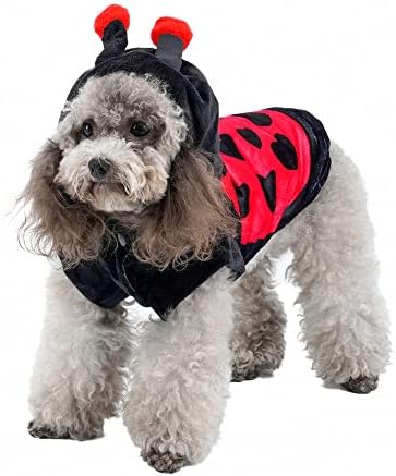 YOption Dog Cat Ladybug Trajes, Pet Halloween Christmas Cosplay Dress Capuz de roupas engraçadas para cães de cachorros