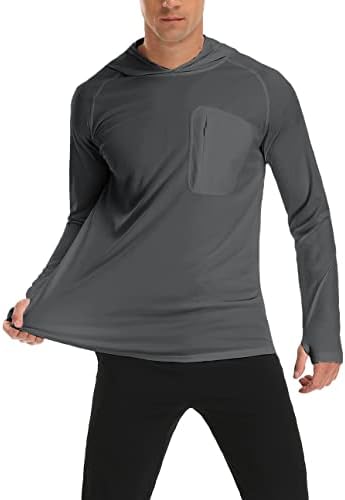 Safet Men's UPF 50+ Capuz de proteção solar com camiseta de manga longa para correr, pescar e fazer caminhadas