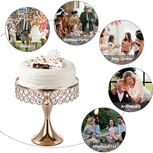 Elldoo Conjunto de 3 suportes de bolo de casamento de cristal, 8/10/12 polegadas de bolo redondo de bolo redondo de pedestal, cupcakes