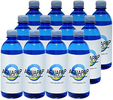 Aquapap 16,9 onças de 12 Pacote de vapor destilado CPAP Water | 2-3 noites por garrafa | para uso com máquinas de resgate