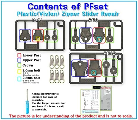 Kits de substituição de reparo de deslizamento de zíper de plástico GODO - Zippersize 5 8 10 Slider de uma ou dupla face