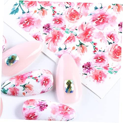 Fomiyes 42pcs adesivos de arte de unha adesivos de rosa decoração de rosa unha dica de unha decals adesivos coloridos folhas decalques unhas pastas de manicure adesivas de unhas adesivos de unhas modelo as flores