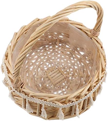 Hemoton Wicker Horting Horker Horking Horker Horce Bride Basket Photo Prop Casquete de flores de flor das cestas de cesto